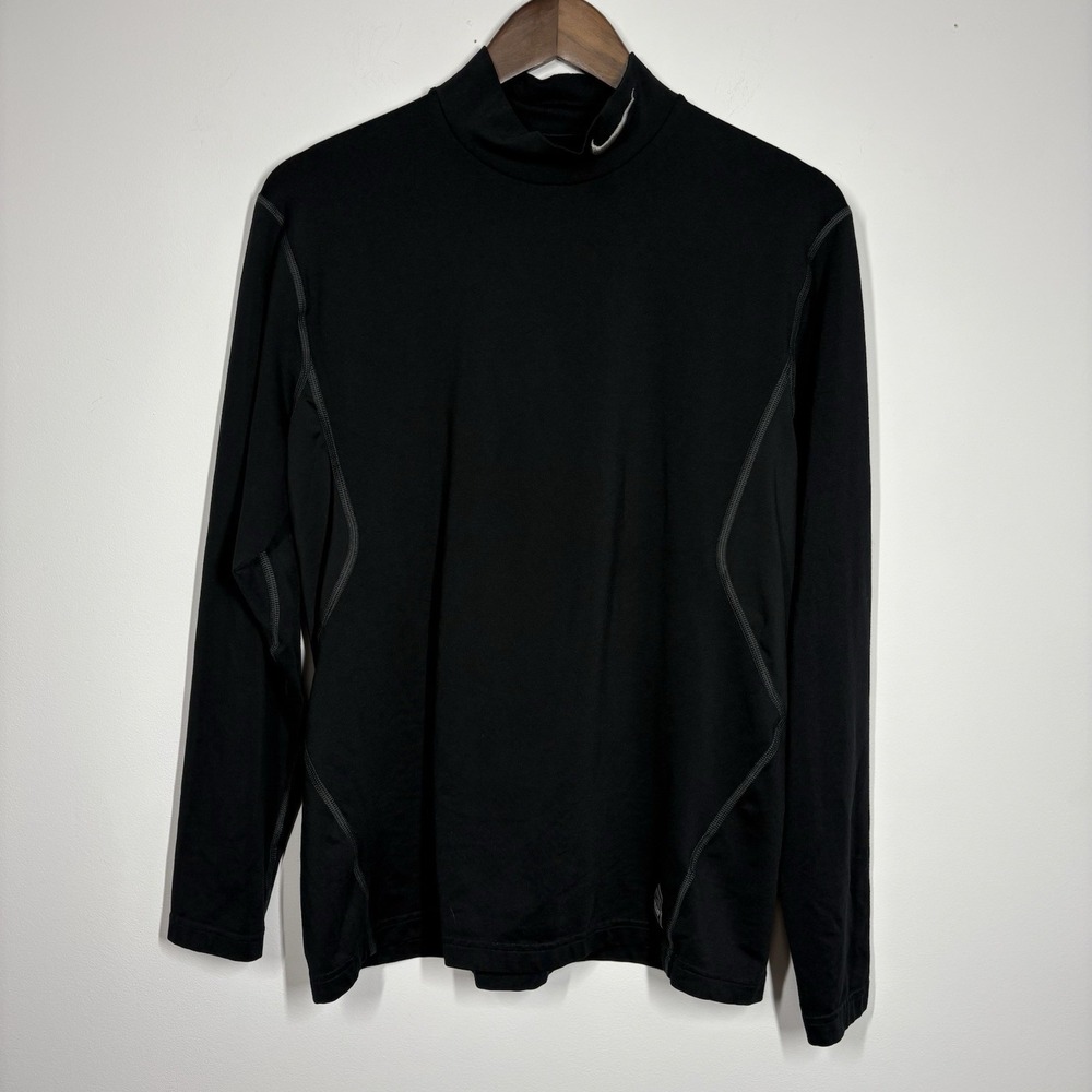 Nike Pro Combat Compression Shirt Mens L Black Performance Mock Neck Athletic